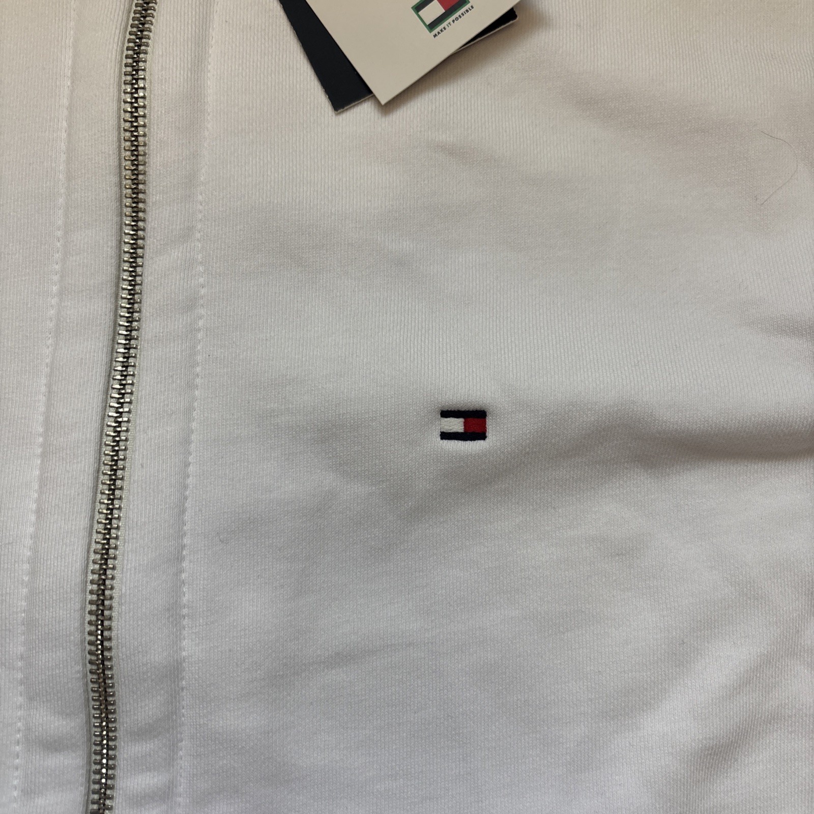 Tommy  Hilfiger Track ZipUp Jacket Men’s Medium NWT White/Blue Stripe Longsleeve image 2