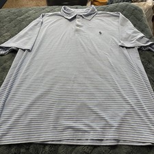 Polo Ralph Lauren Performance Polo Shirt 2XB Blue White Striped Big Tall Golf