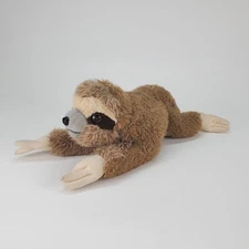 FAO Schwarz BABY SLOTH 15" Beanbag Plush Stuffed Animal Soft Brown FAO Button