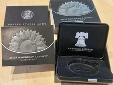 2025 P AMERICAN LIBERTY SILVER 1 OZ MEDAL   - EMPTY BOX OGP AND COA 