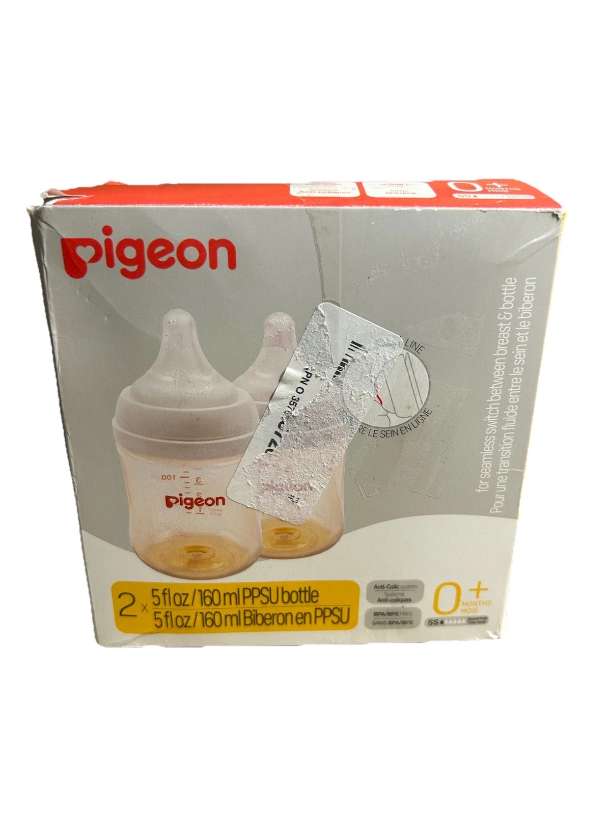 Pigeon 2-Pack 5oz PPSU Plastic Baby Bottles w/Nipples