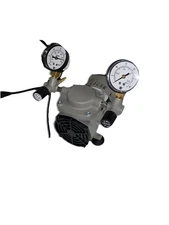 New Cole Parmer PTFE-Coated Vacuum Pump, Gauge/Reg/Valve; 0.75 cfm/23.2"Hg-25psi