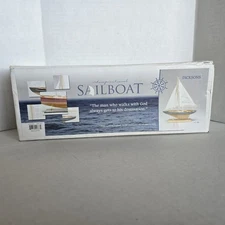 Dicksons Nautical Sailboat Spiritual Verse Wooden Canvas Sail 14" SBW-202 New