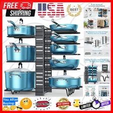 Pots and Pans Organizer for Cabinet 16.61 Height, 8 Tier Pot Organizers Rack ...