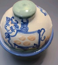 Large M.A. Hadley Pottery Cow Farm Domed Covered Cheese or Butter Dish Keeper