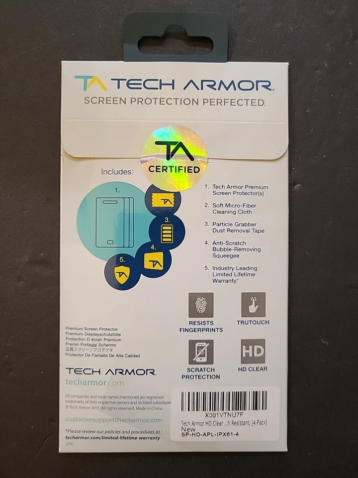 Tech Armor HD Clear Film Screen Protector for Apple iPhone X/ iPhone Xs [4-Pack] - Image 2 of 2