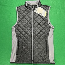 Mens Small - Puma Frost Quilted Golf Vest Full Zip Primaloft WRMLBL Black Grey
