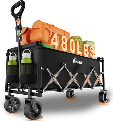 #ad Extra Long Collapsible Wagon Cart 480LBS Heavy Duty Utility Wagons with All Ter $60.99