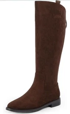 Modatope Botas altas hasta la rodilla para mujer,punta redondeadas, Planas