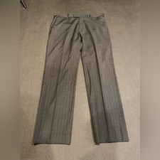 Banana Republic Tailored Slim Fit 100 Wool Gray Plaid Pants Size 34x32