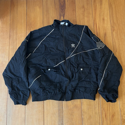 adidas Originals Trainingsjacke Ripstop Nylon schwarz Zip Stehkragen Logo UK 16