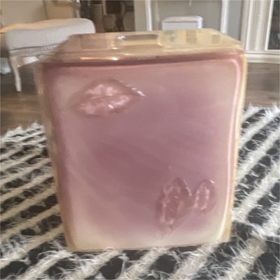 Pink Beige Ceramic Hand Painted Floral Cottage Tissue Box Cover Square