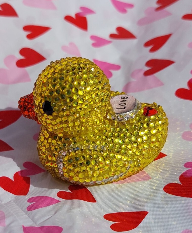 Love Rubber Duck Blinged W/Crystals , Jeep Duck, Cruise Duck, Jeweled Rhinestone