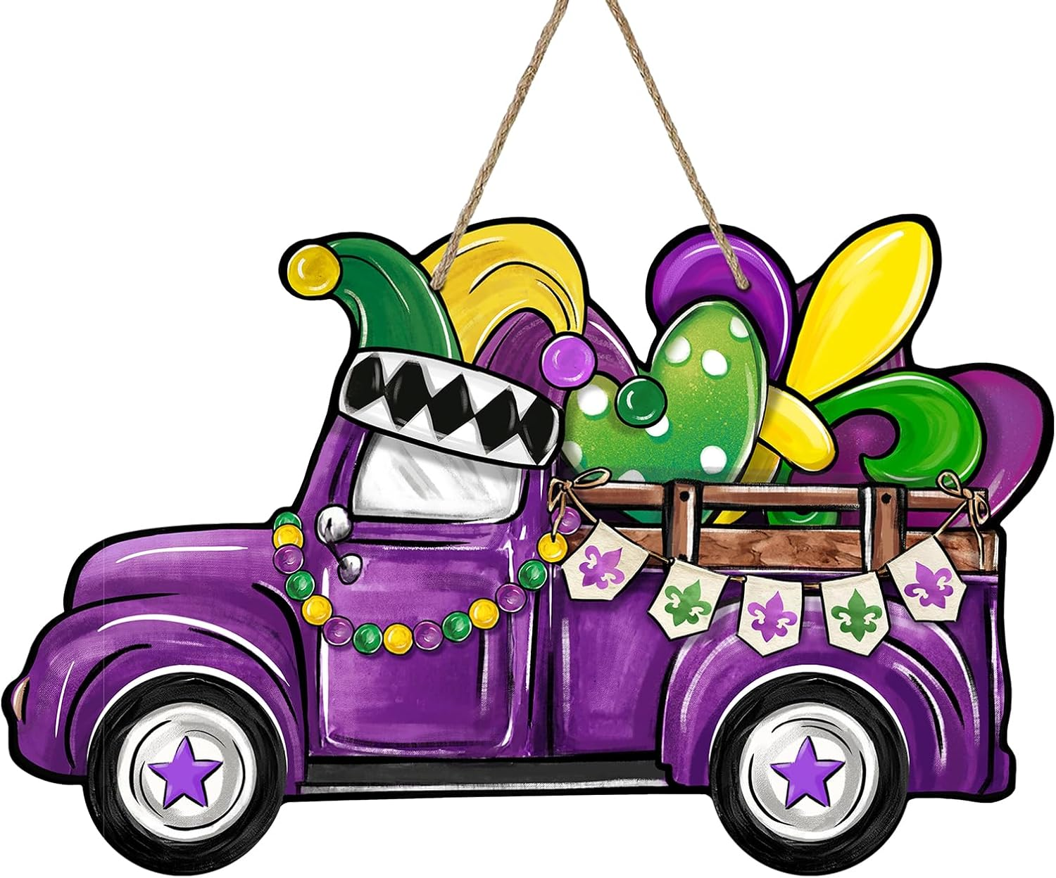 Mardi Gras Purple Truck Front Door Sign, Fleur De Lis Love Heart New Orleans Car
