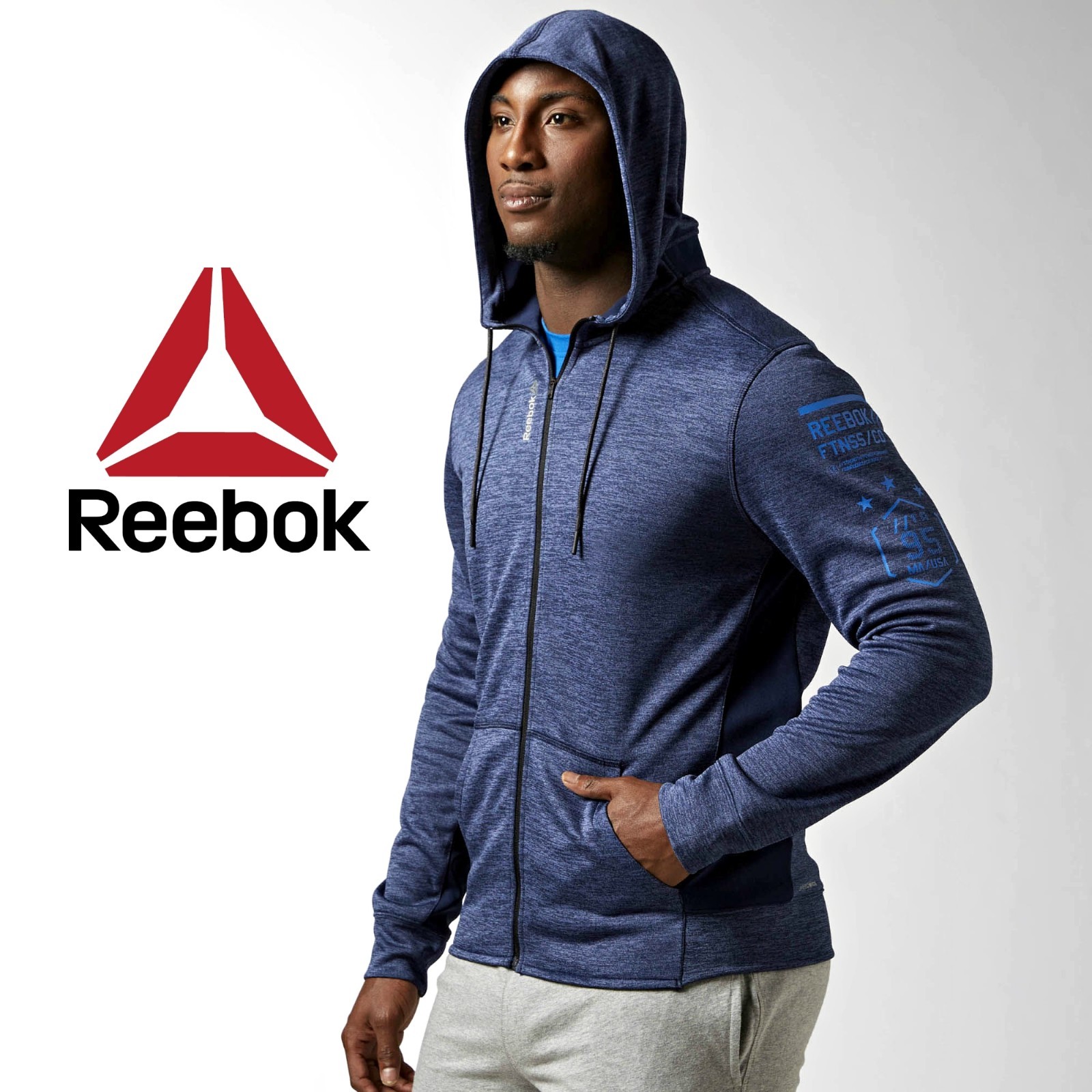 En respuesta a la desconectado Monarca Reebok Crossfit Workout Melange Full Zip Hoodie Fitness Gym Free Tracked  Post | eBay