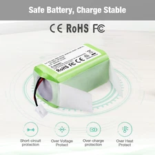 Replacement Battery for Shark Ion R75 RV85 RV850 RV750-N RVBAT850(2-prongs plug)