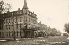 Hotel Lenhardt, Sibley Ave. Litchfield, MN 1908 RPPC Photo Postcard Copy