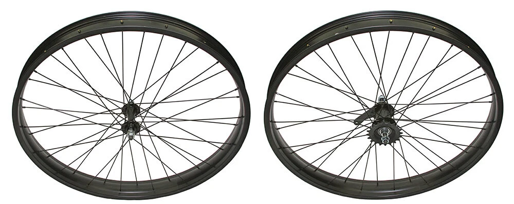 26 x 60mm Fat Alloy Front or Rear Bicycle Wheels with Coaster Brake Black