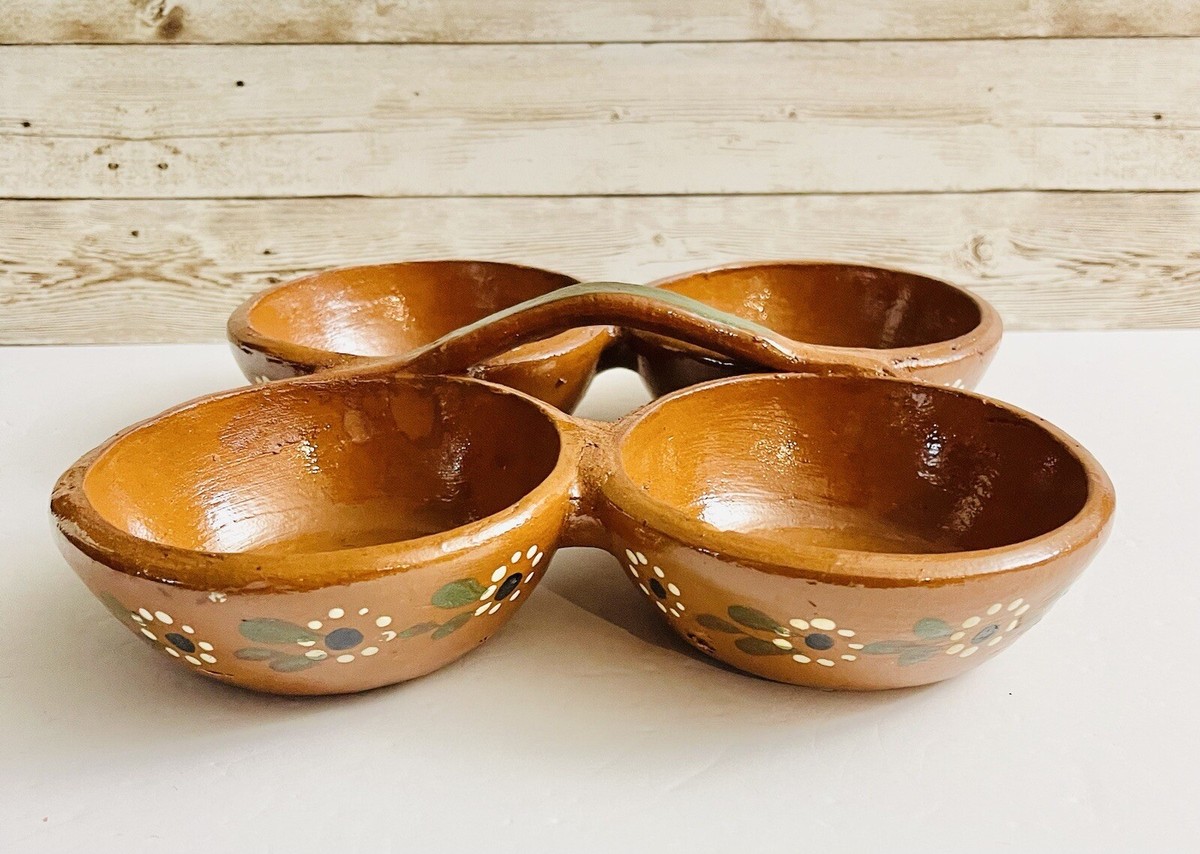 Terracotta Salsa Holder 4 Trays Salsero de 4 Platos Cazuela De