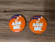 Lot Of 2 VIP (VISIT PENNSYLVAINIA)  ASK ME Pinback Pin Button Orange Blue Stars