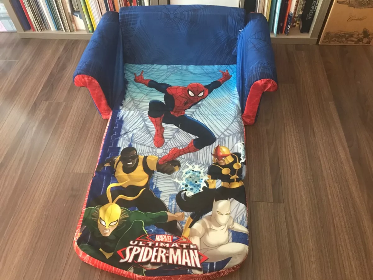 NEW Spider Man Cozee Flip Out 2 In 1 Convertible Sofa To Lounger For Kids