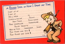 Vintage Postcard Military Soldier Routine Humorous Schedule Comic Design