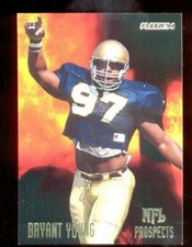 1994 Fleer BRYANT YOUNG San Francisco 49ers NFL Prospects Rookie Insert Card. rookie card picture