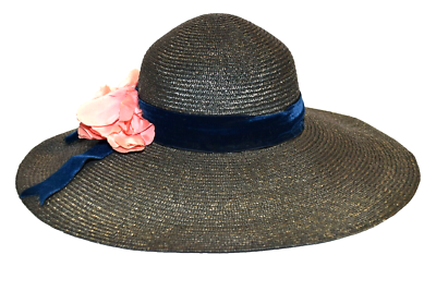 Betmar New York Elegant Straw Hat with Floral Accent Vintage Betmar New York Red Fedora Straw Hat. Purple Silk  main image 3