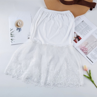 Women's Lace Spliced Underskirt Half Brief Skirt One Line Elastic Waistband