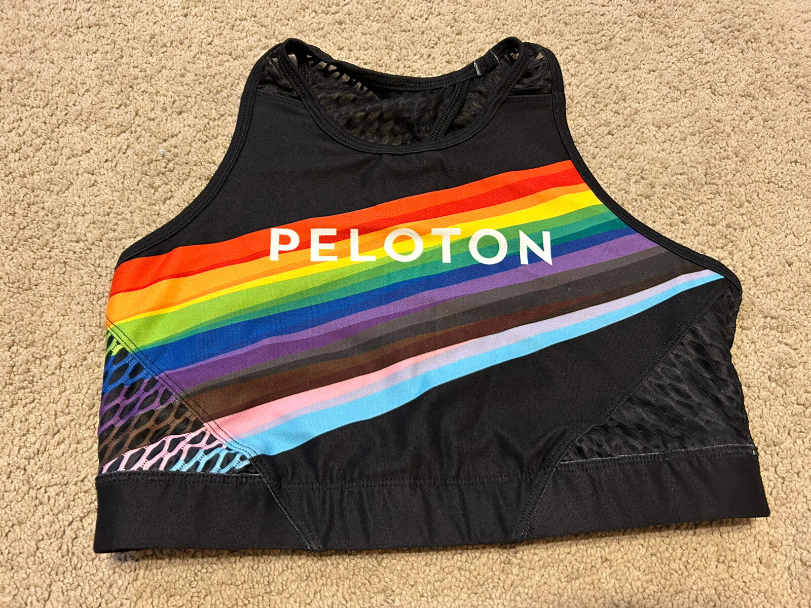 Soutien-gorge De Sport WITH Peloton Pride - Motif Géométrique Prismatique Blanc, Taille Large, Neuf Avec étiquettes