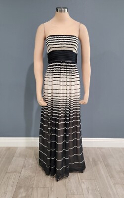 strapless black and white striped dress Clemency | Black Lace And Matte Satin Bandeau Maxi Dress main image 0