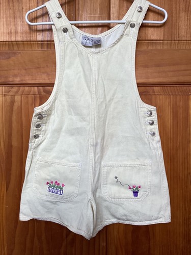 BADGE Size 10 Overall Shorts Tulip Pockets Yellow Cotton Girls Shortalls 30”x 3” - Picture 19 of 21