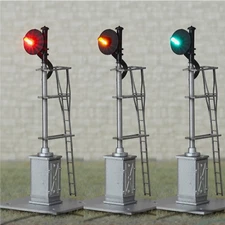1 x HO scale model railroad searchlight signal 3-colors steel silver cabinet #01