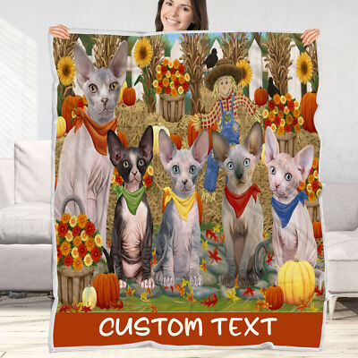 Sphynx Cat Blanket Personalized Throw Woven Fleece Sherpa Many Designs NWT