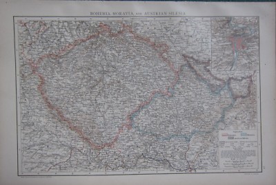 1893 GROSSE ANTIKE KARTE ~ BÖHMEN MÄHREN ÖSTERREICHISCHE ALPEN PRAG 