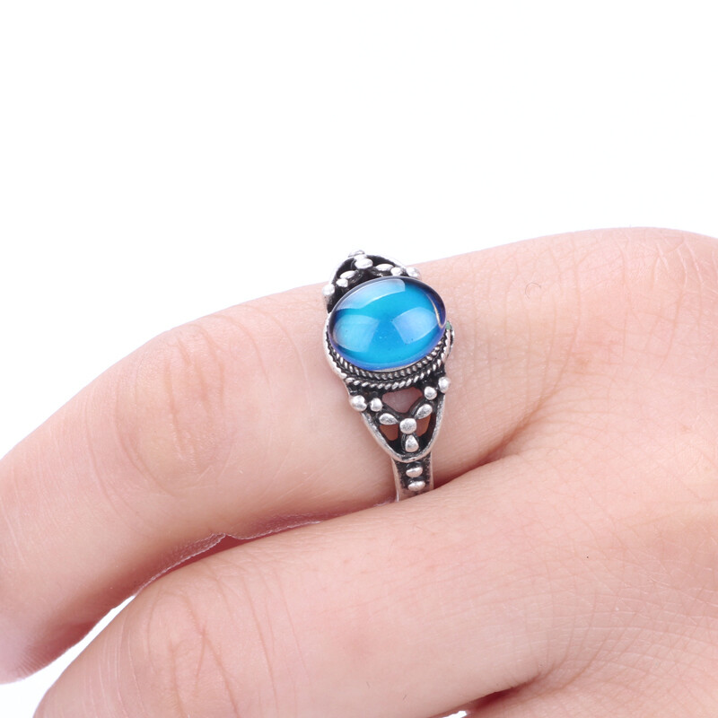 Small Mood Stone Ring Color Change Emotion Feeling Antique Silver
