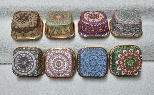 10xPleated Round/Square Baking Cases Cupcake Muffin 8 Mandala Designs New Stock - Picture 4 of 30