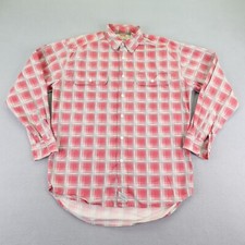 Vintage Levis Shirt Mens Medium Red Gray Plaid Button Up White Tab Twill 90s