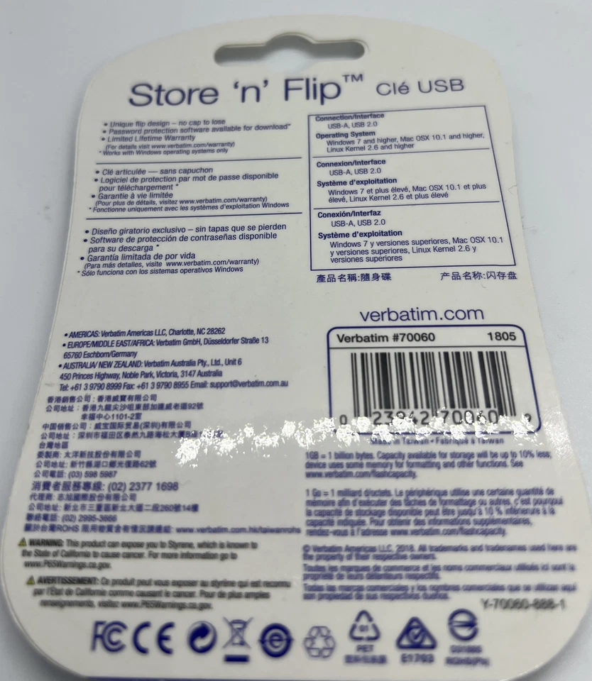 Verbatim 70060 Store 'N' Flip Usb Flash Drive 32Gb Violet Password Protection - Image 4 of 4