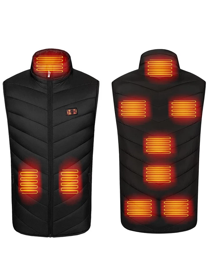 Heated Vest 9/13 Heating Zones With Battery Pack Electric Heating Coat Jacket US - Image 2 of 4