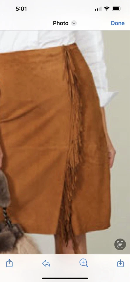 Falda con flecos 100 % gamuza rústica colección Etcetera talla 8, 3 talla 12 nueva con etiquetas $589 Foto 3 de 4