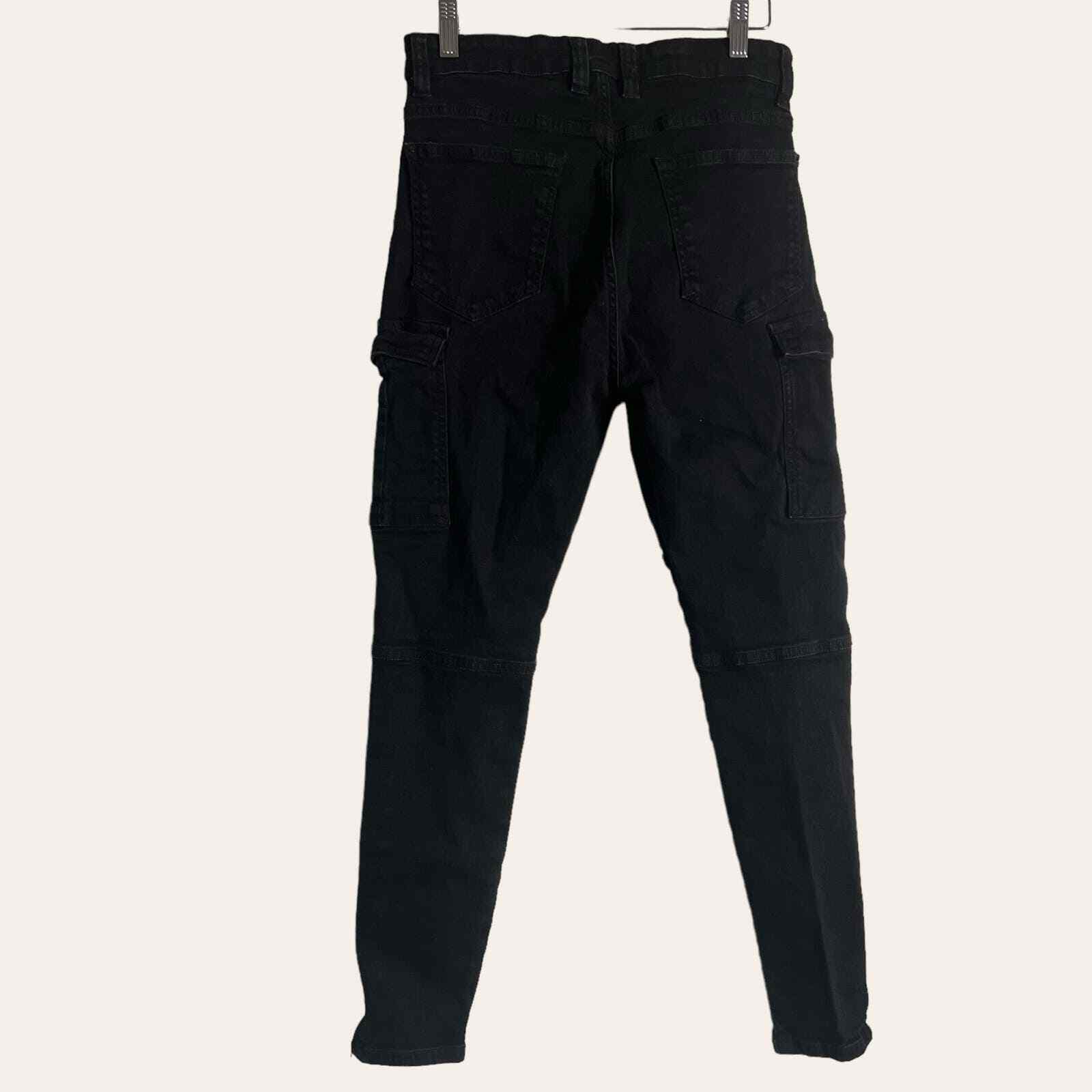 Zara Black High Rise Denim Cargo Skinny Jeans Siz… - image 7