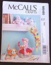 McCalls Crafts Pattern M6485 ~ Stuffed Animal...