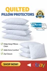 4x Pillow Protectors Quilted Polycotton Zipped Anti Allergy Pillow Cover 74x48cm