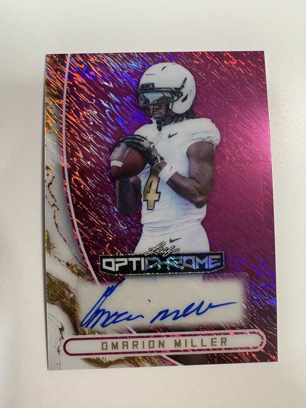2026 Leaf Optichrome Omarion Miller Auto PINK Shimmer #4/6.  JERSEY NUMBER!