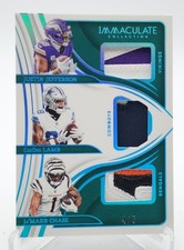 JUSTIN JEFFERSON JA'MARR CHASE 2024 IMMACULATE TRIPLE PATCH PLATINUM /5 Q4600