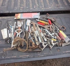 Tool Lot Screw Drivers Wrench Clamps Feather Board Putty Knife Saw Blades Allen