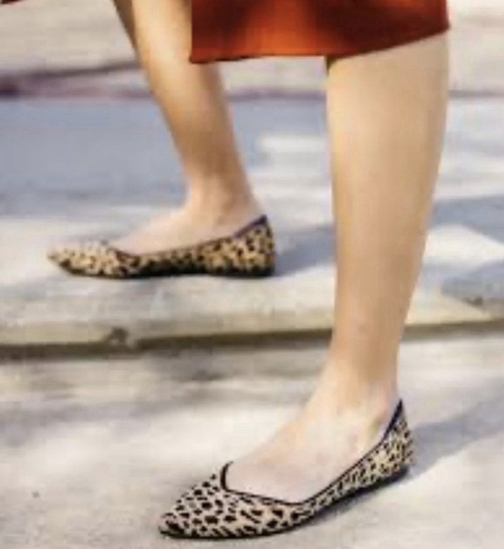 Rothy's Animal Print Pointed Toe Slip-On Flats Beige Black Blue Women's 6