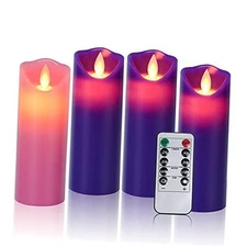 Christmas Products 3 Purple and 1 Pink Battery Operated Flameless Advent 