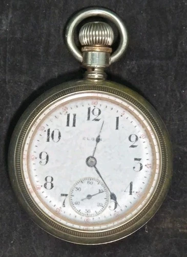 Antique 1916 ELGIN Size 18 7 Jewel Open Face Pocket Watch *works (Stk55@219)